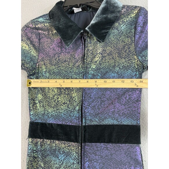 Spirithoods Iridescent Snakeskin Flare Jumpsuit Short Sleeve Collared Medium 1pc - Picture 5 of 16